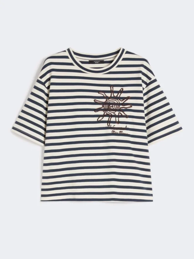 T-shirt in jersey di cotone stampato, blu navy T-shirt in jersey di cotone stampato, blu navy