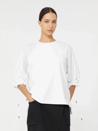 T-shirt in jersey misto cotone, bianco ottico