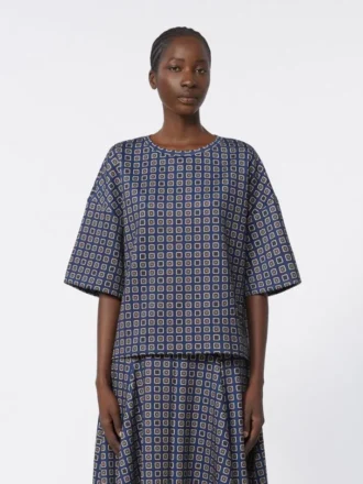 T-shirt in jersey stampata, blu navy