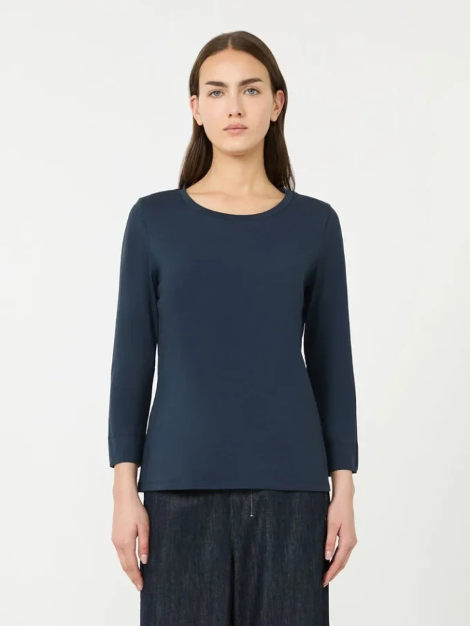 T-shirt in maglia di cotone, blu oltremare T-shirt in maglia di cotone, blu oltremare