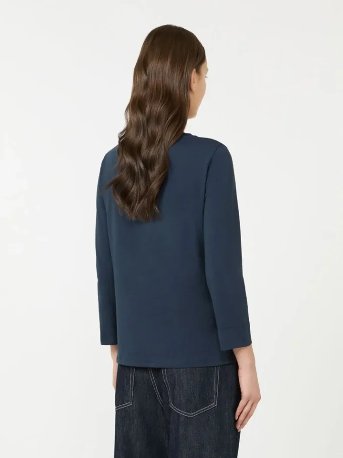 T-shirt in maglia di cotone, blu oltremare T-shirt in maglia di cotone, blu oltremare