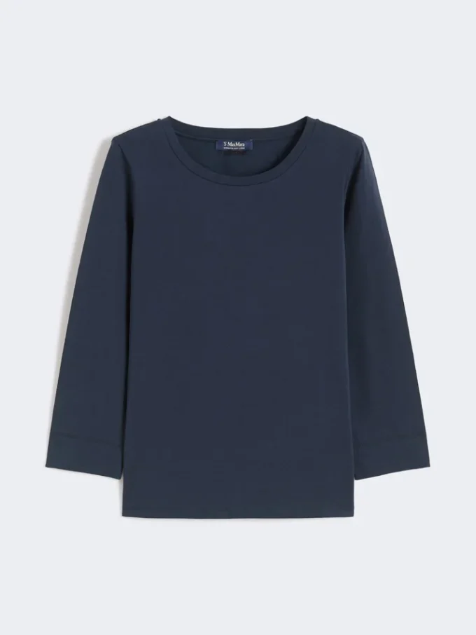 T-shirt in maglia di cotone, blu oltremare T-shirt in maglia di cotone, blu oltremare