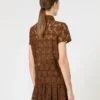 T-shirt in pizzo, color cioccolato