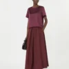 T-shirt in raso e jersey, bordeaux T-shirt in raso e jersey, bordeaux