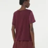 T-shirt in raso e jersey, bordeaux T-shirt in raso e jersey, bordeaux