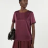 T-shirt in raso e jersey, bordeaux T-shirt in raso e jersey, bordeaux