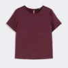 T-shirt in raso e jersey, bordeaux T-shirt in raso e jersey, bordeaux
