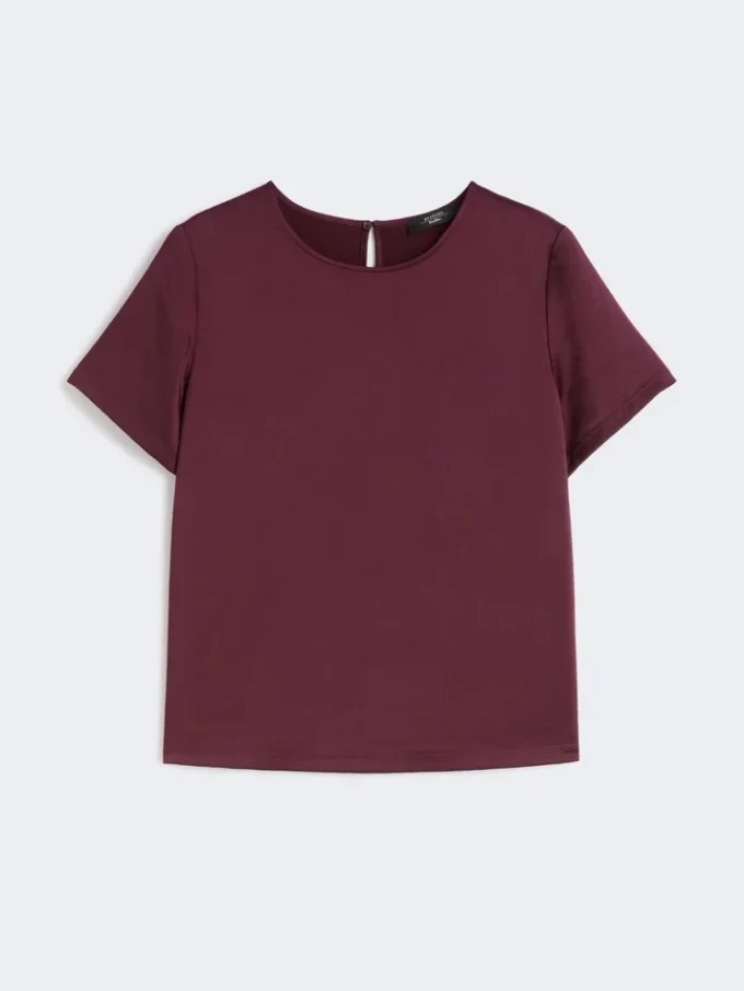 T-shirt in raso e jersey, bordeaux T-shirt in raso e jersey, bordeaux