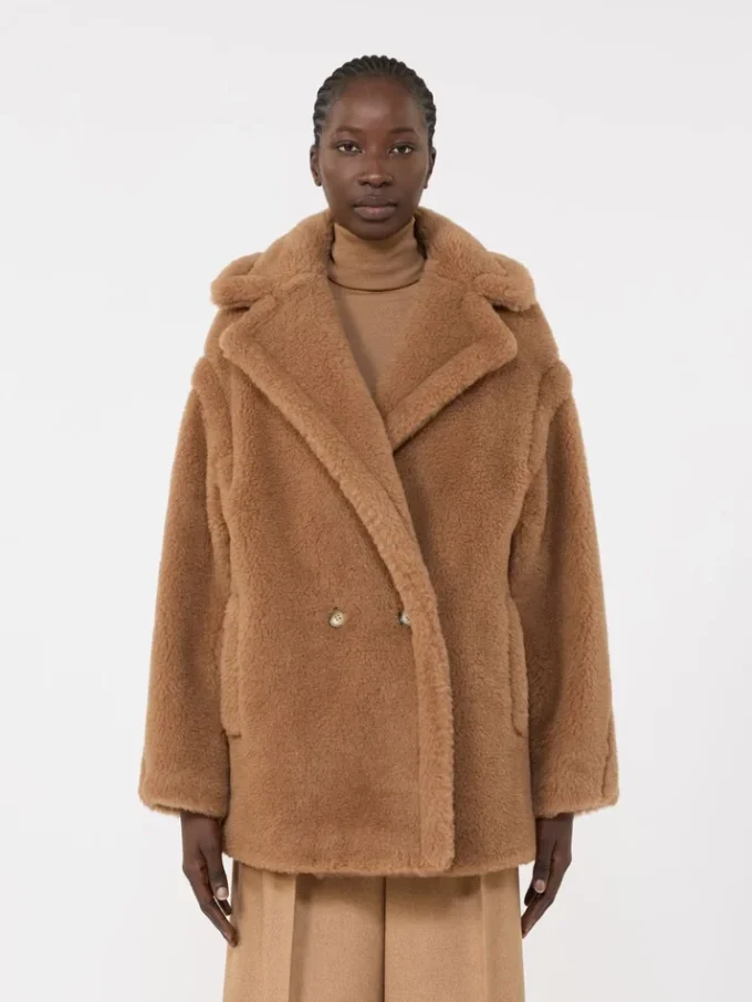 Teddy Bear Icon Coat, color cammello