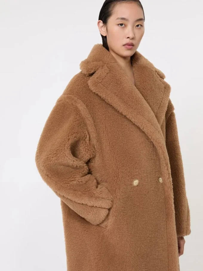Teddy Bear Icon Coat, color cammello