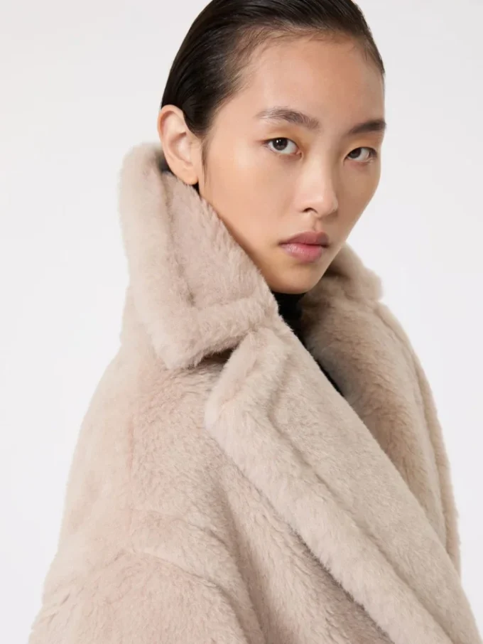 Teddy Bear Icon Coat in alpaca e lana, beige
