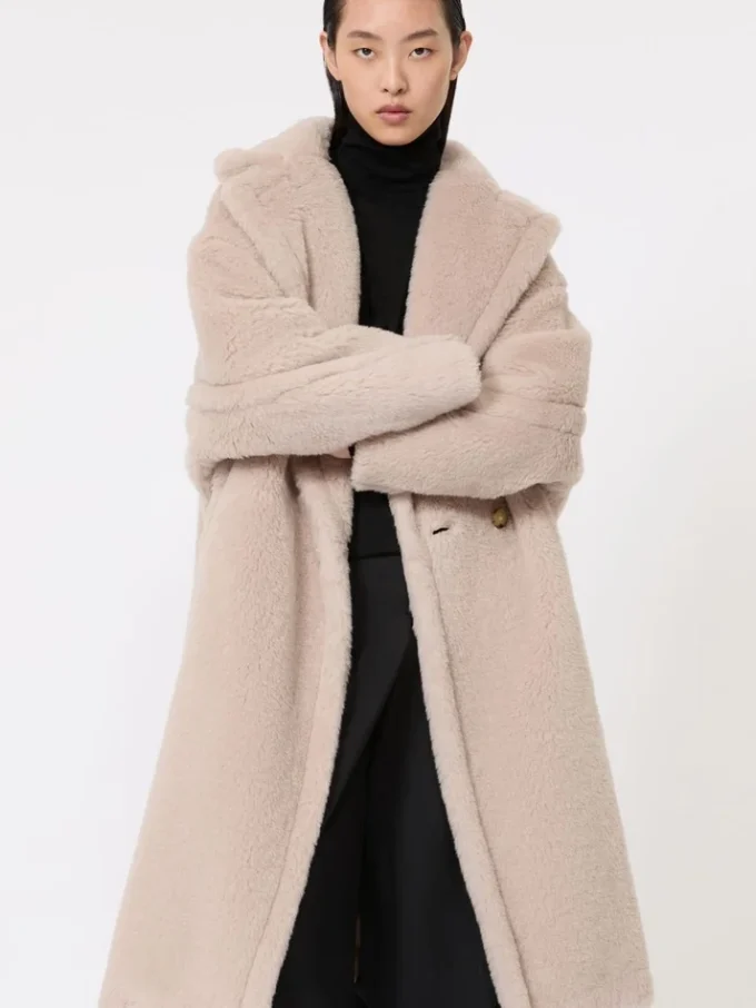 Teddy Bear Icon Coat in alpaca e lana, beige
