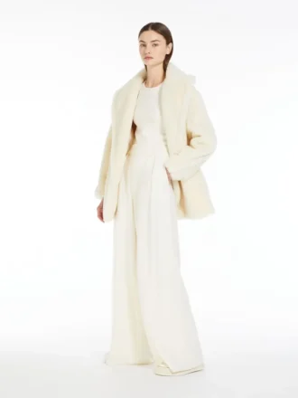 Teddy Bear Icon Coat in alpaca e lana, bianco