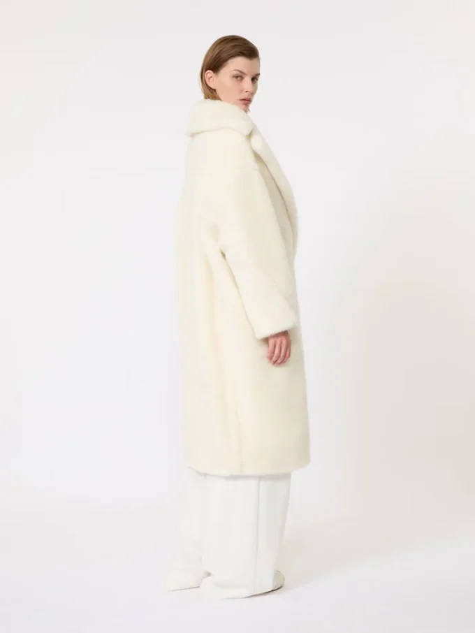 Teddy Bear Icon Coat in alpaca e lana, bianco