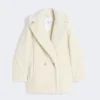 Teddy Bear Icon Coat in alpaca e lana, bianco