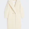 Teddy Bear Icon Coat in alpaca e lana, bianco