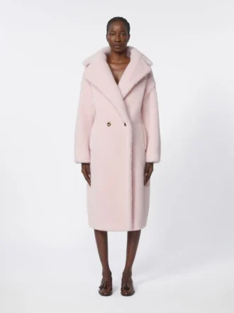 Teddy Bear Icon Coat in alpaca e lana, rosa