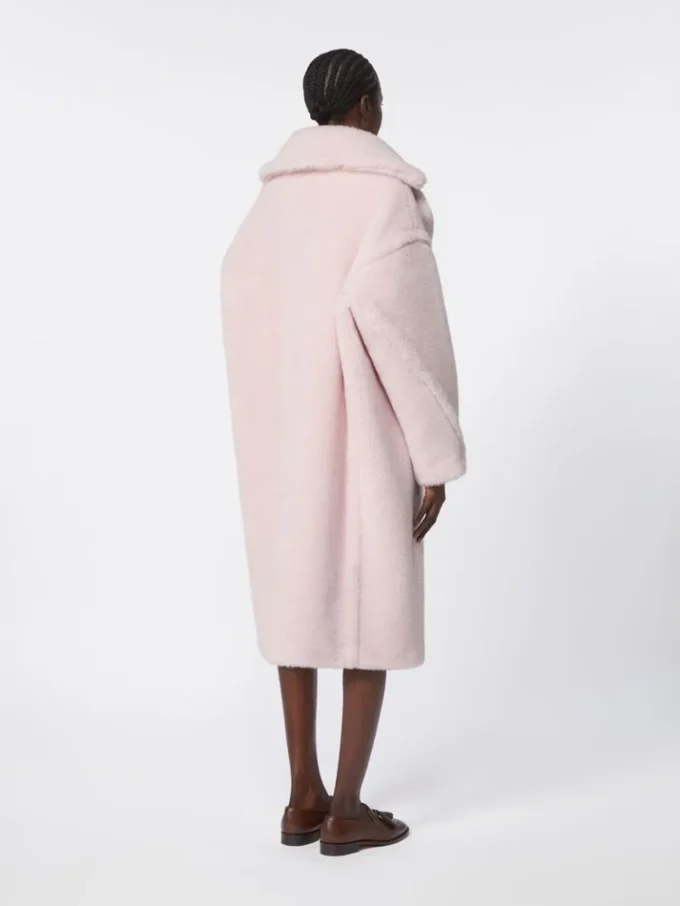 Teddy Bear Icon Coat in alpaca e lana, rosa