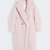 Teddy Bear Icon Coat in alpaca e lana, rosa