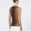 Top bimateriale con stampa animalier, sfumature beige Top bimateriale con stampa animalier, sfumature beige