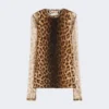 Top bimateriale con stampa animalier, sfumature beige Top bimateriale con stampa animalier, sfumature beige