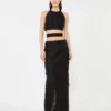 Gonna midi in jacquard di seta, nera