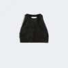 Top corto in jacquard di seta fil coupa, nero