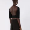 Top corto in viscosa elasticizzata, nero Top corto in viscosa elasticizzata, nero