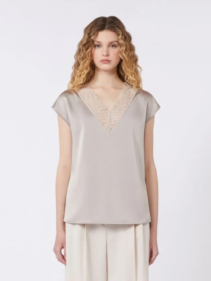 Top femminile in raso, color nude