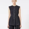 Top in denim senza maniche, blu notte