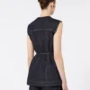 Top in denim senza maniche, blu notte
