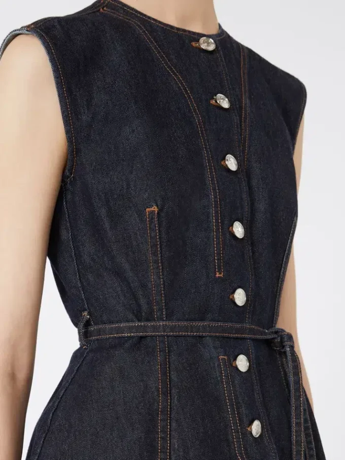 Top in denim senza maniche, blu notte