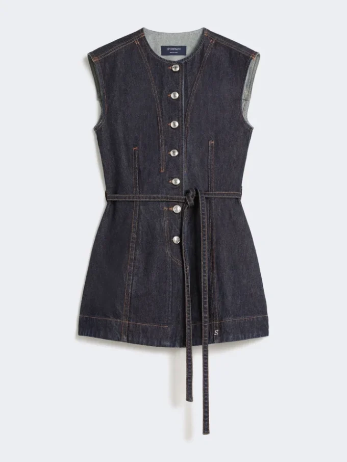 Top in denim senza maniche, blu notte