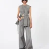 Top in denim senza maniche dalla vestibilità slim, nero
