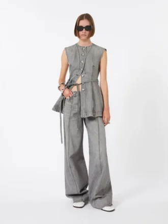 Top in denim senza maniche dalla vestibilità slim, nero