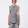Top in denim senza maniche dalla vestibilità slim, nero