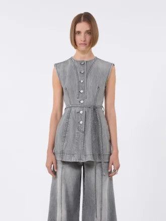 Top in denim senza maniche dalla vestibilità slim, nero