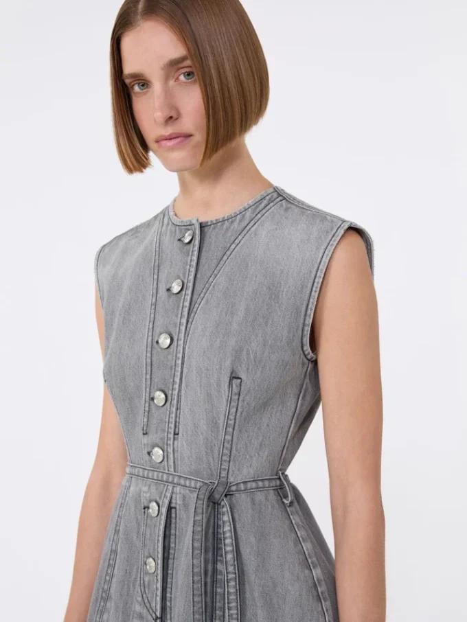 Top in denim senza maniche dalla vestibilità slim, nero