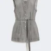 Top in denim senza maniche dalla vestibilità slim, nero