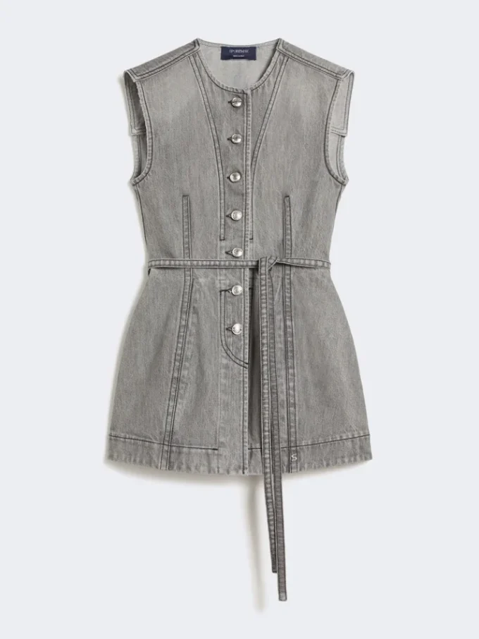Top in denim senza maniche dalla vestibilità slim, nero