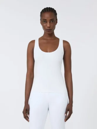Top in filato misto viscosa, bianco ottico