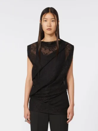 Top in pizzo bicolore, nero
