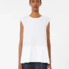 Top in popeline di cotone, bianco