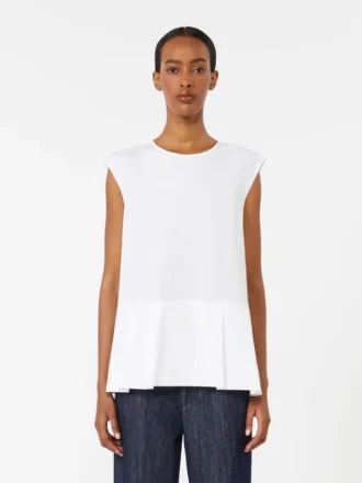 Top in popeline di cotone, bianco Top in popeline di cotone, bianco