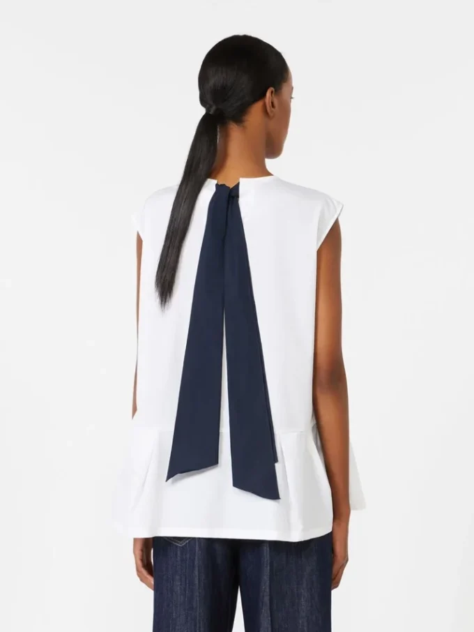 Top in popeline di cotone, bianco