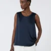 Top in raso, blu notte