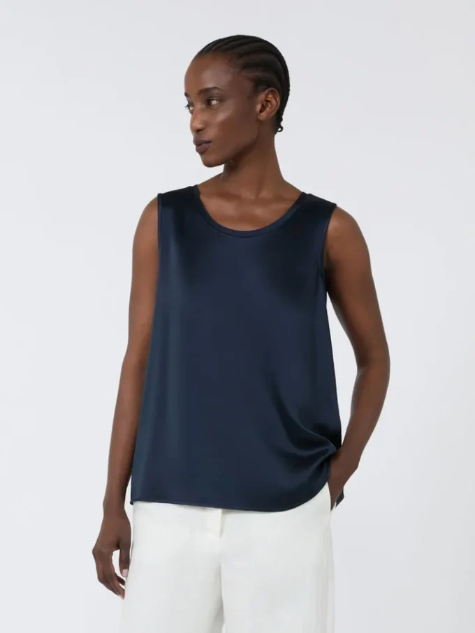Top in raso, blu notte