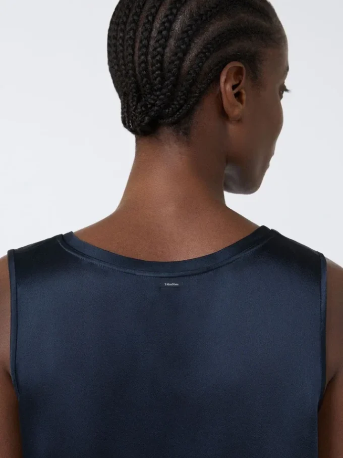 Top in raso, blu notte