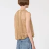 Top in rete con cristalli, color cammello Top in rete con cristalli, color cammello