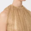 Top in rete con cristalli, color cammello Top in rete con cristalli, color cammello